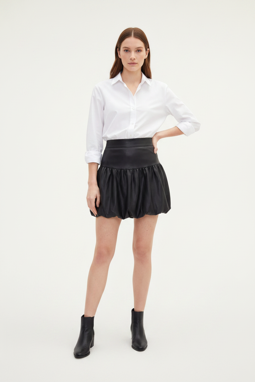 Black Mini Skirt Bubble Silhouette