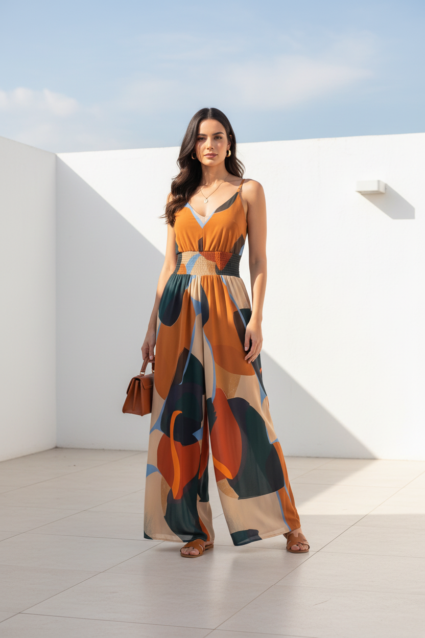 Ava Lightweight Backless Wide-Leg Jumpsuit with Pockets