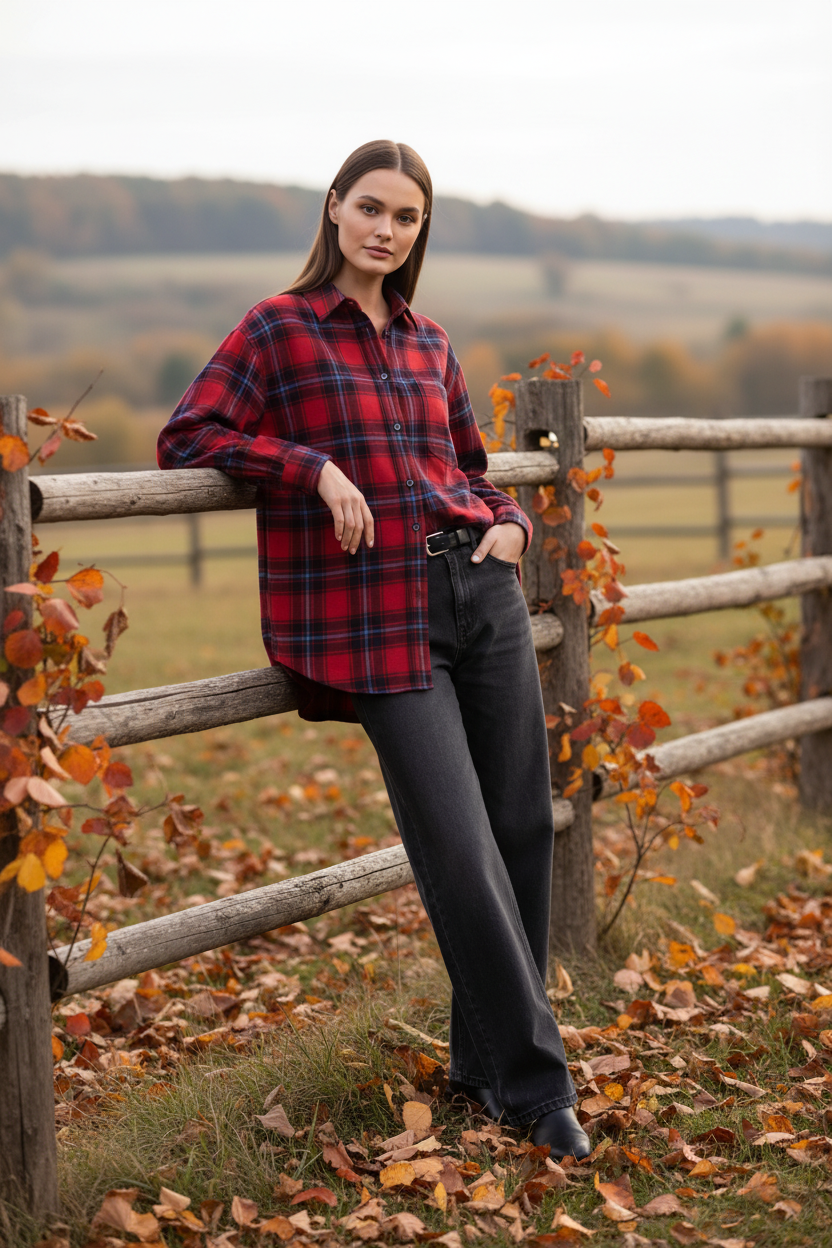 Stylish Oversized Red Plaid Shirt | Soft Fabric & Comfortable Fit