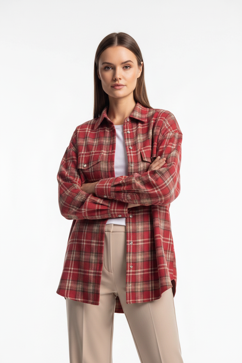 Stylish Relaxed Flannel Overshirt | Soft Fabric & Versatile Design