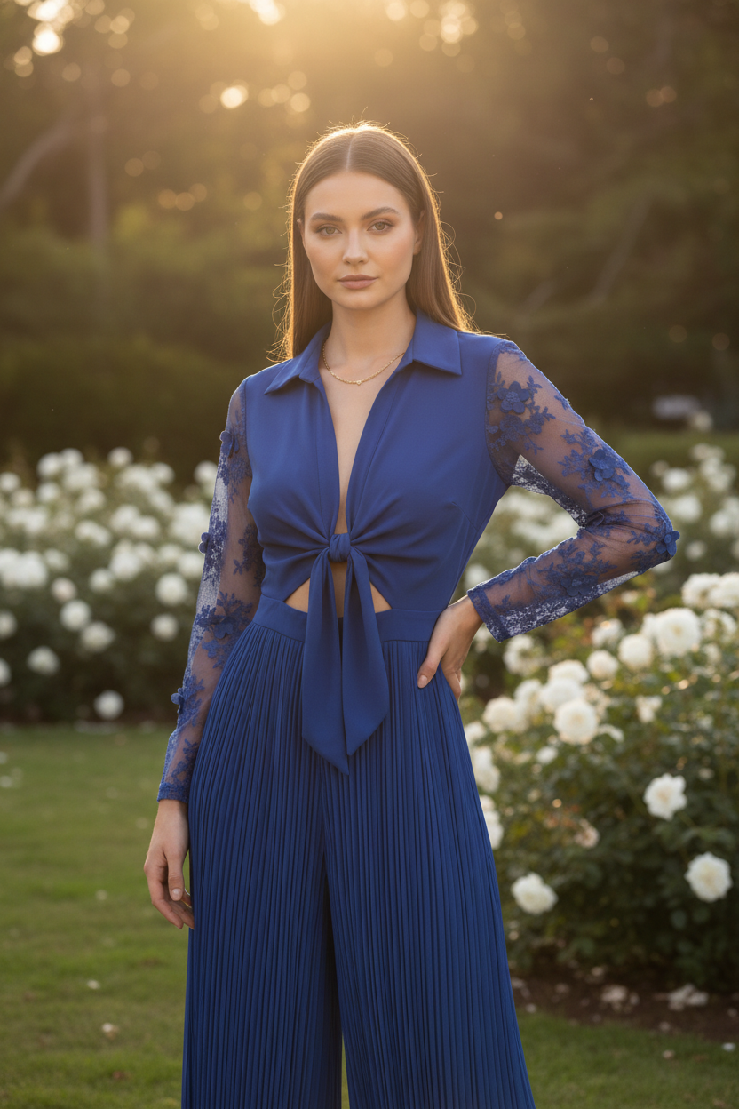 Elegant Blue Jumpsuit for Women | Tailored Fit & Comfortable Fabric