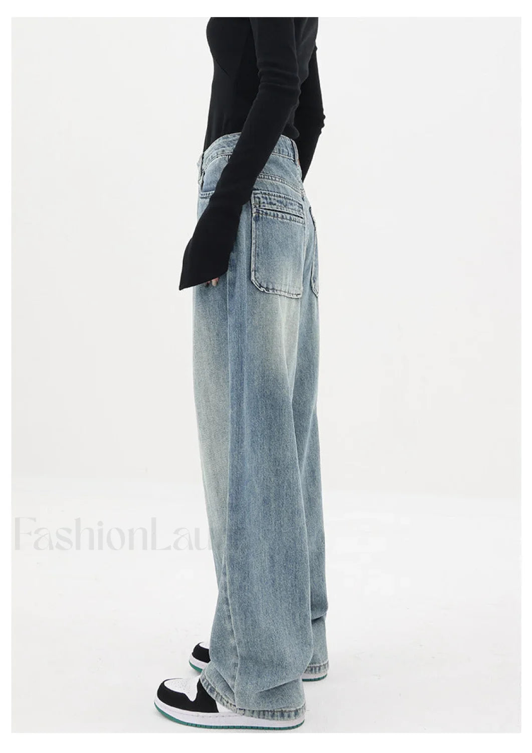 Light Blue Wash Trendy Baggy Boyfriend Jeans