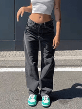 Light Wash Denim Boyfriend Jeans Black / S Jeans