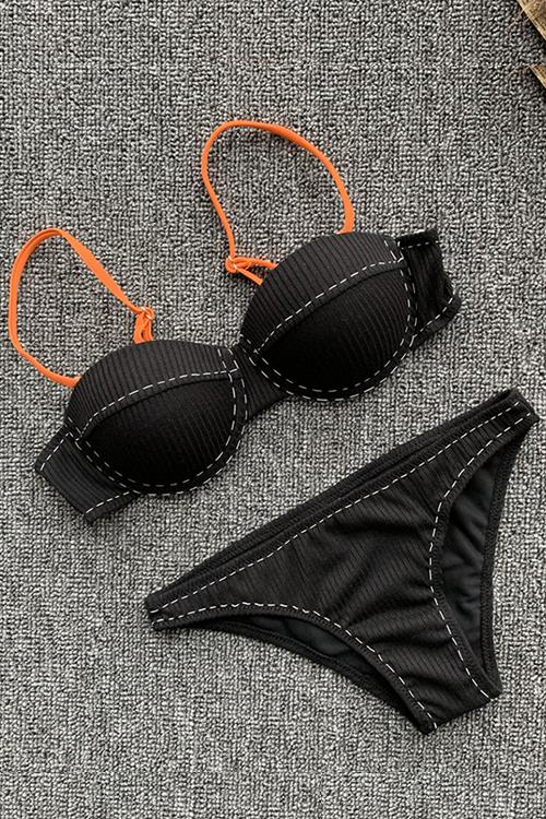 Solid Low Waist Bikini Set