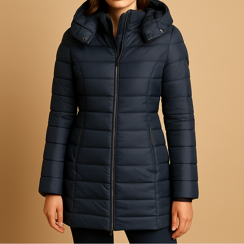 Hooded Zip Front Quilted Longline Puffer Jacket