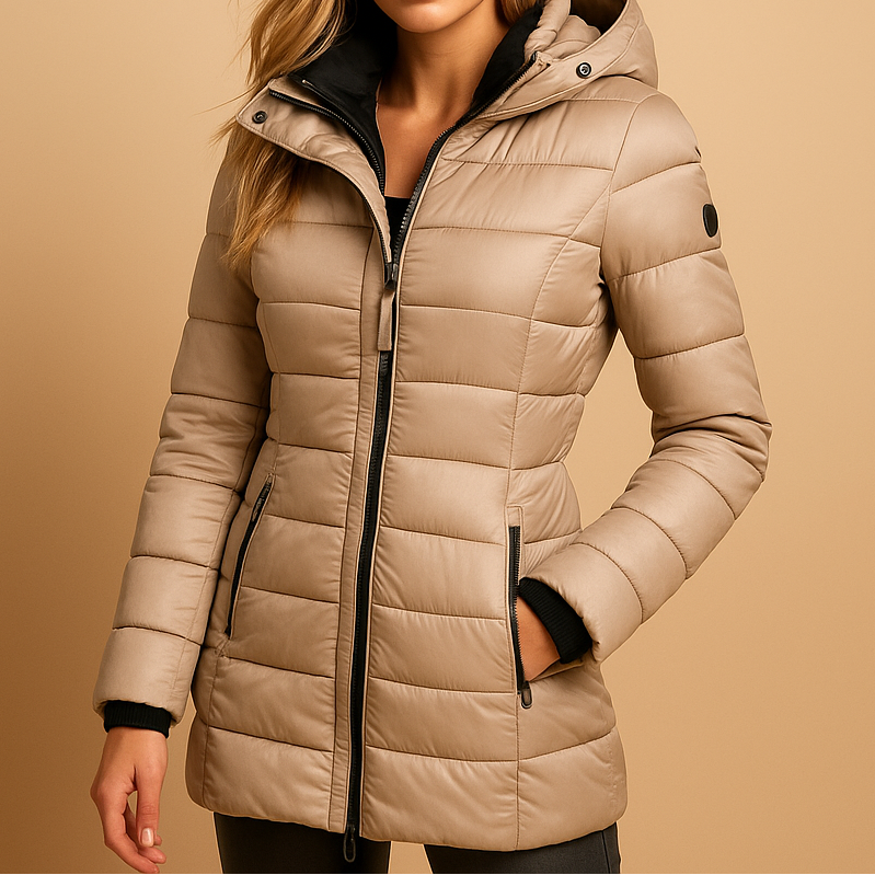 Hooded Zip Front Quilted Longline Puffer Jacket