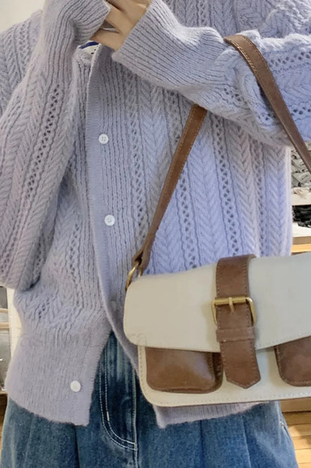 Lightweight Hollow Knit Vest Cardigan Purple / One Size