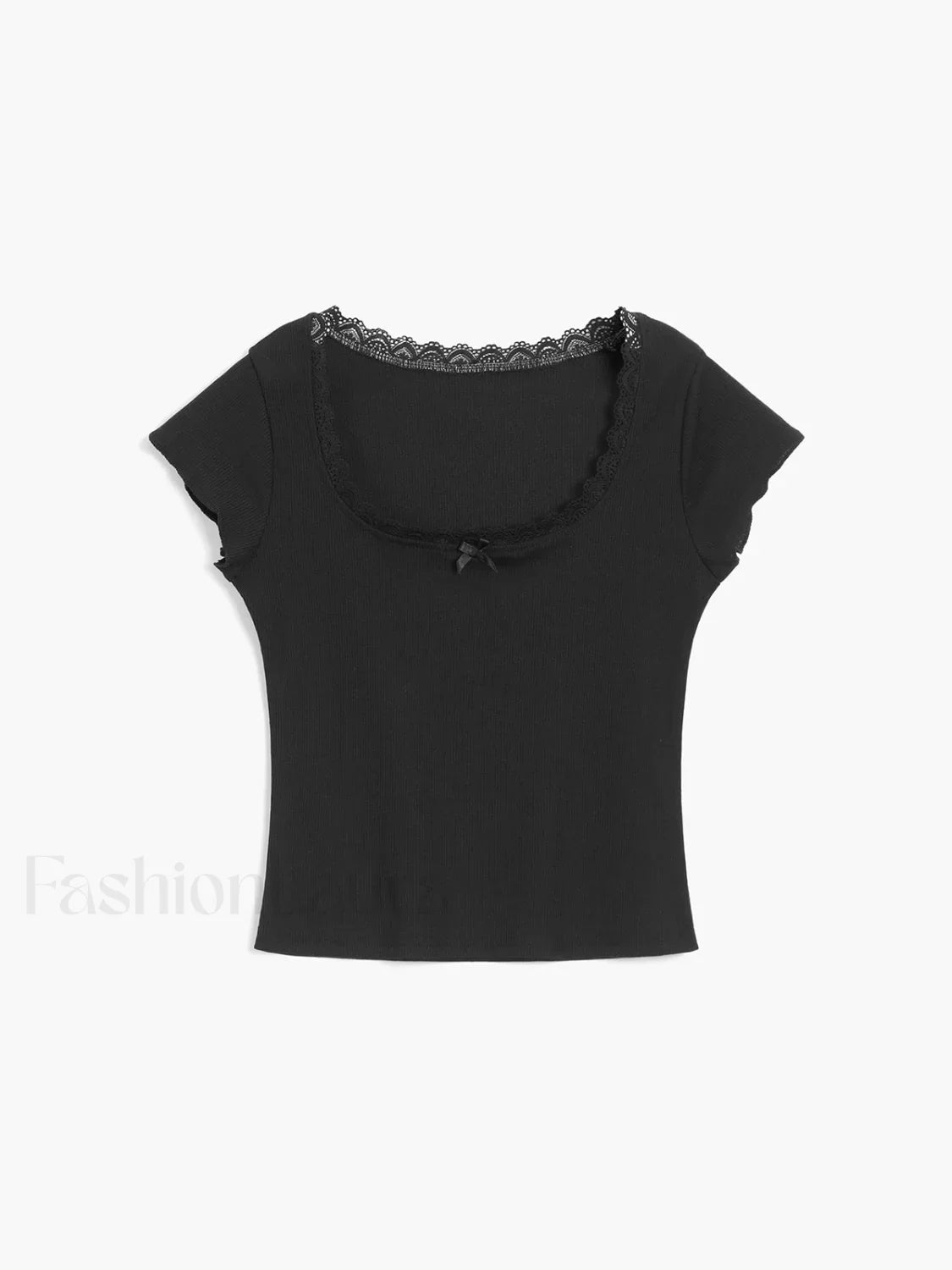 Like That Lace Trim Modern Cap Sleeve Crop Top