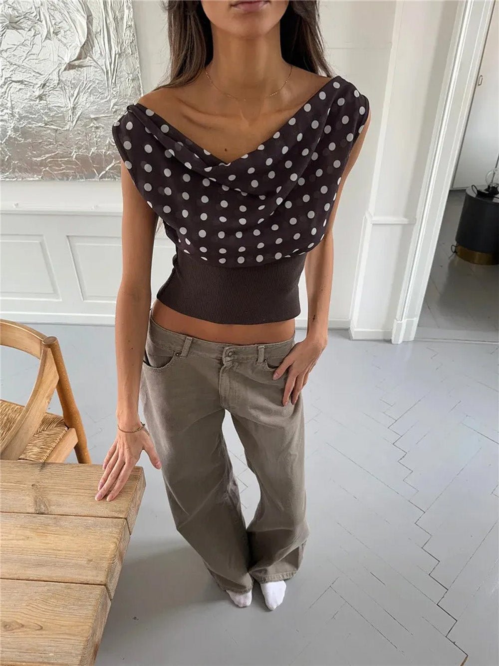 Lila Polka Dot Crop Top