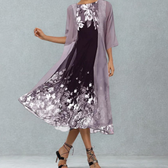 Floral Round Neck Half Sleeve Chiffon Two Piece Set