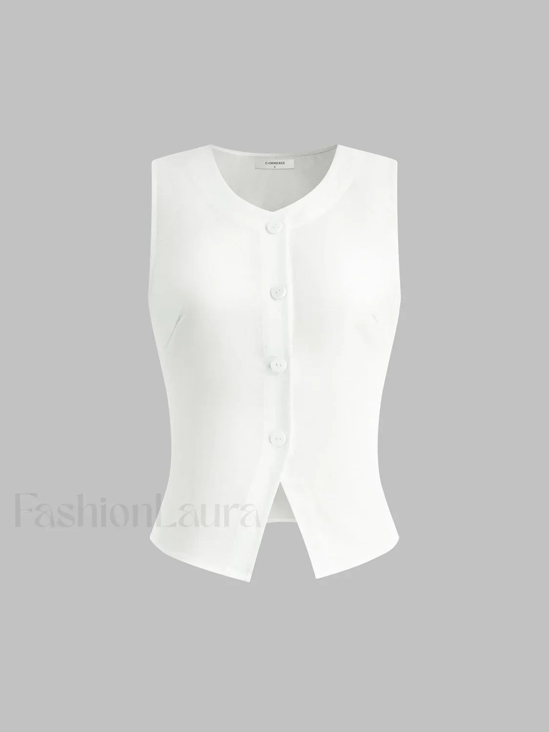 Linen Blends Button Up Tank Top White / XS Tank Tops & Camis