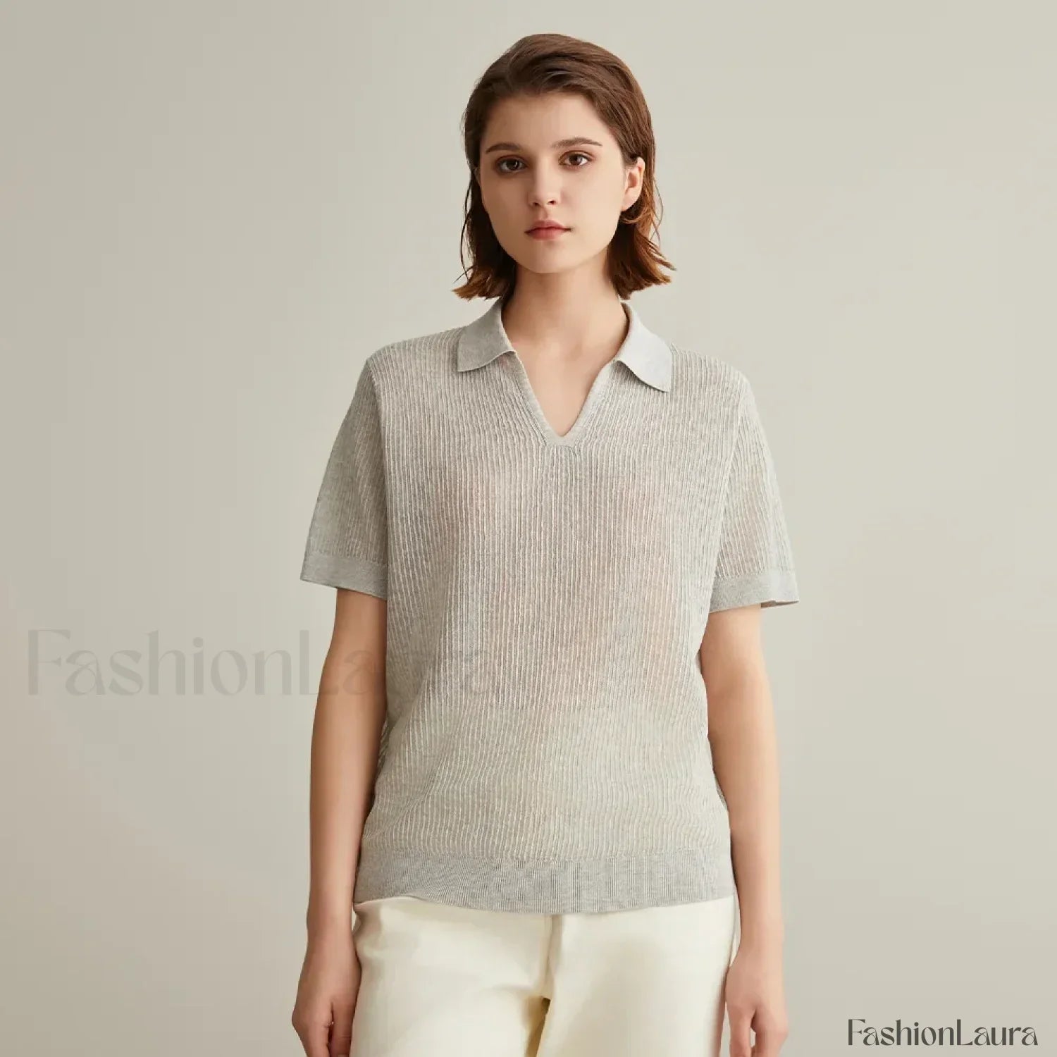 Linen Silk Polo Pullover Summer T-Shirt