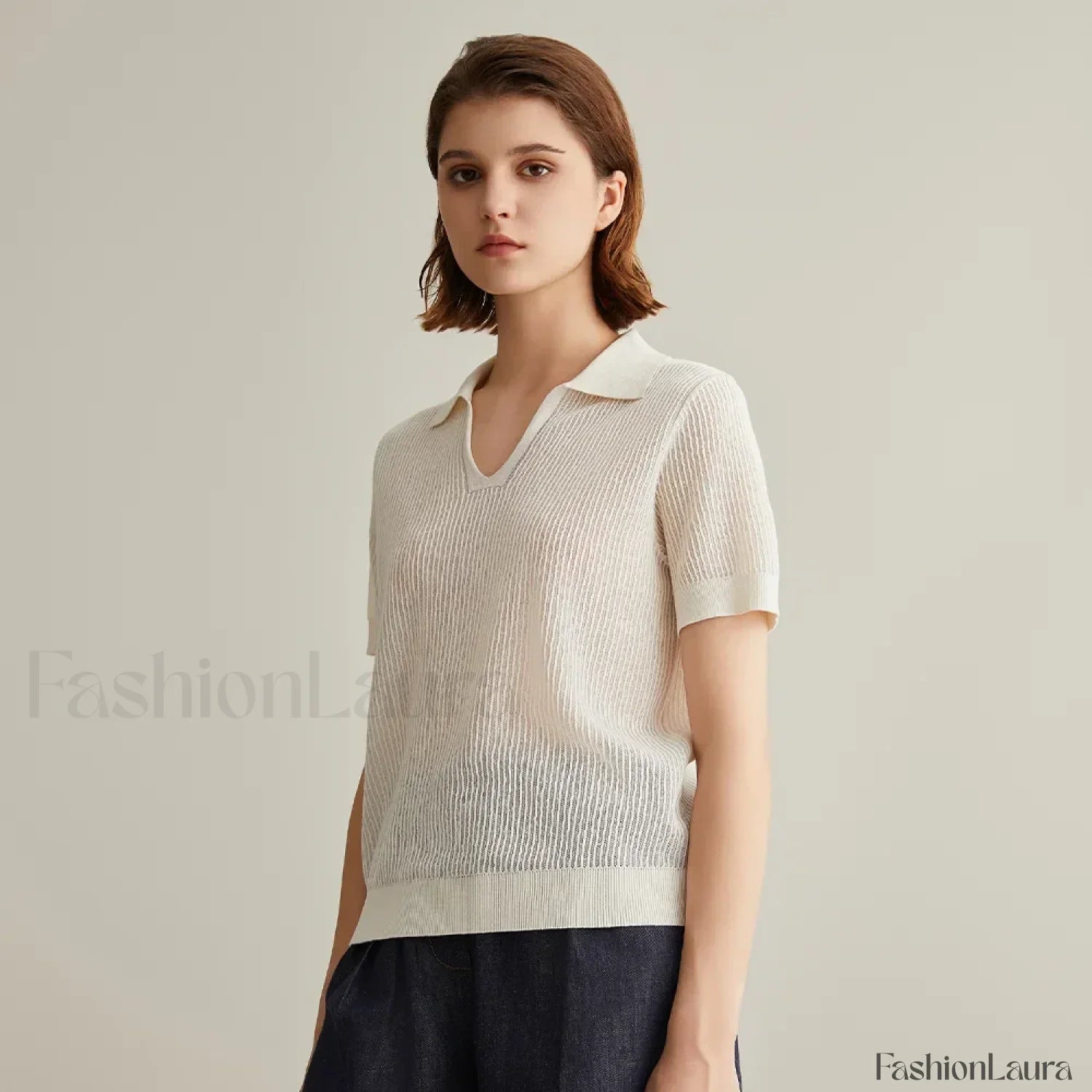 Linen Silk Polo Pullover Summer T-Shirt