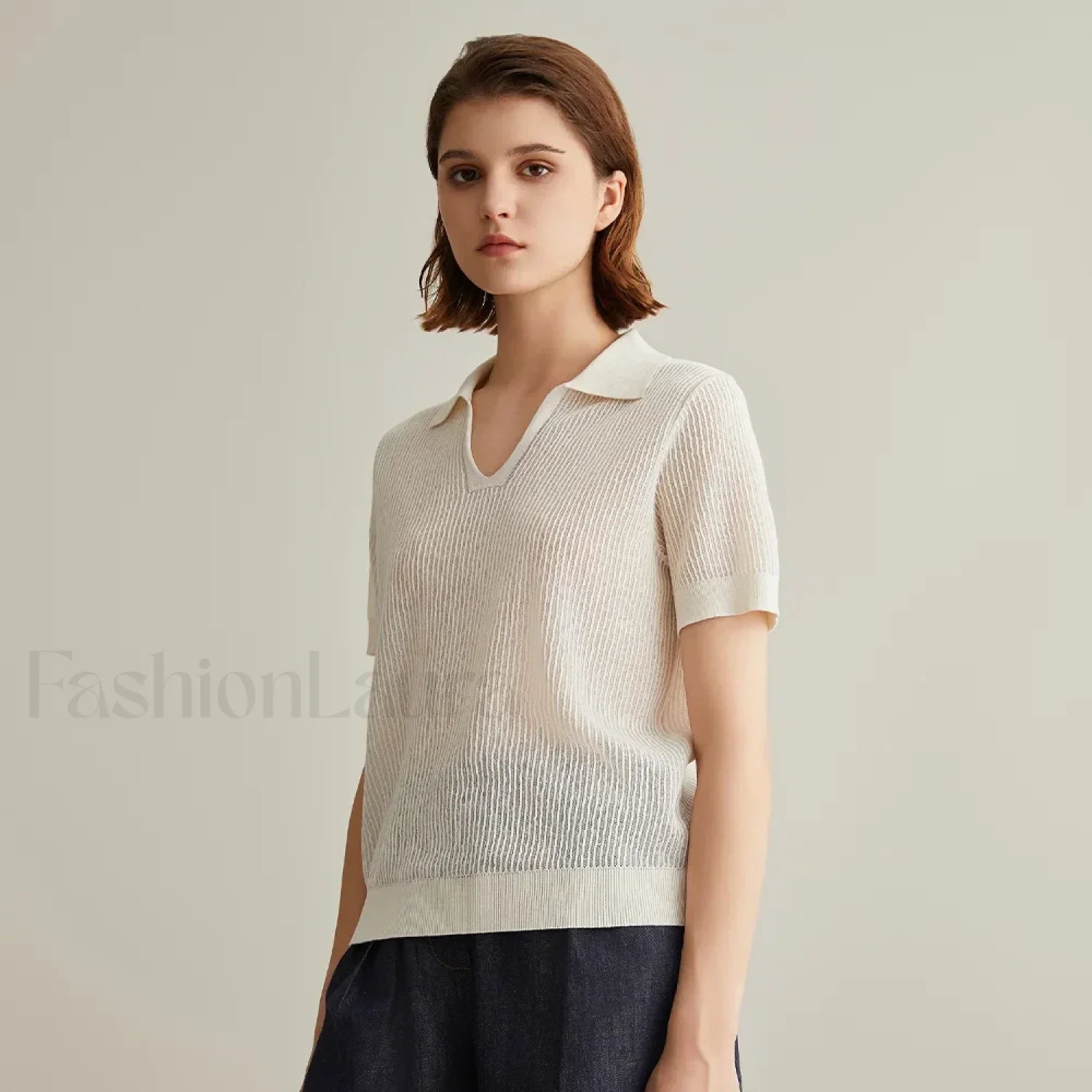 Linen Silk Polo Pullover Summer T-Shirt