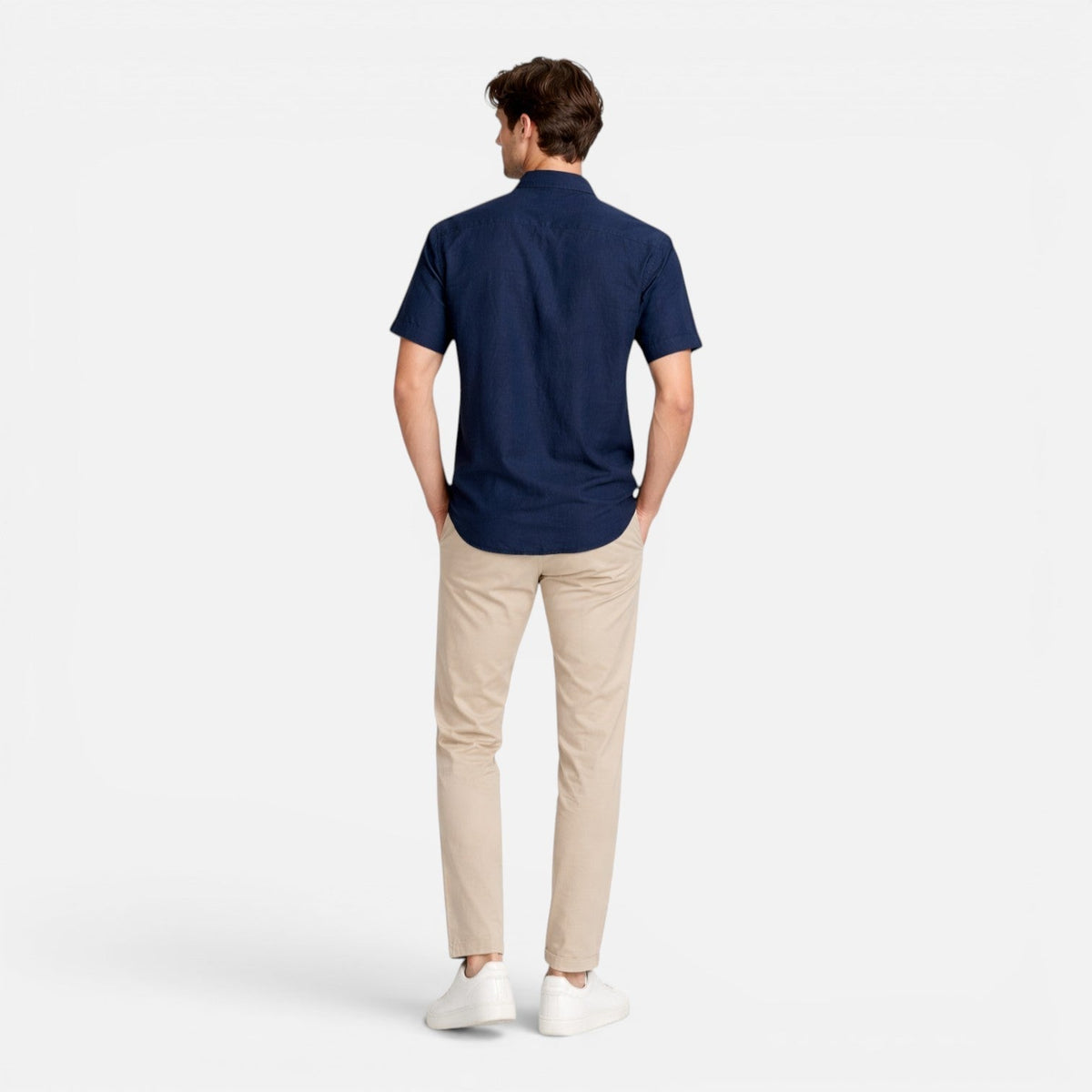 Men's Linen Short Sleeve Shirt Lightweight Breathable Button Up