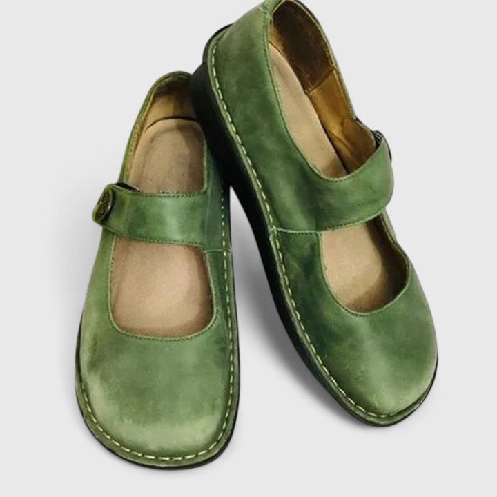Square Toe Buckle Strap Mary Jane Flats