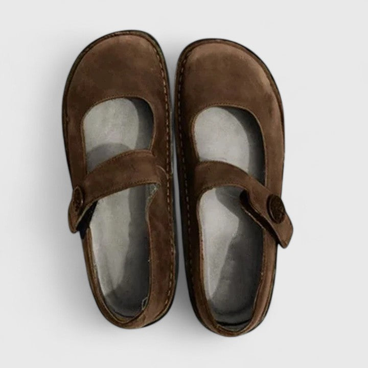 Square Toe Buckle Strap Mary Jane Flats