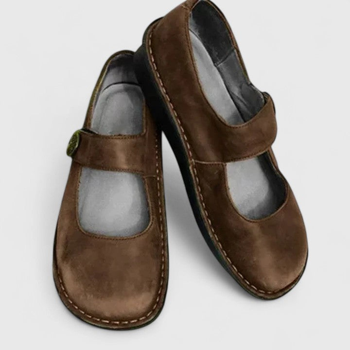 Square Toe Buckle Strap Mary Jane Flats