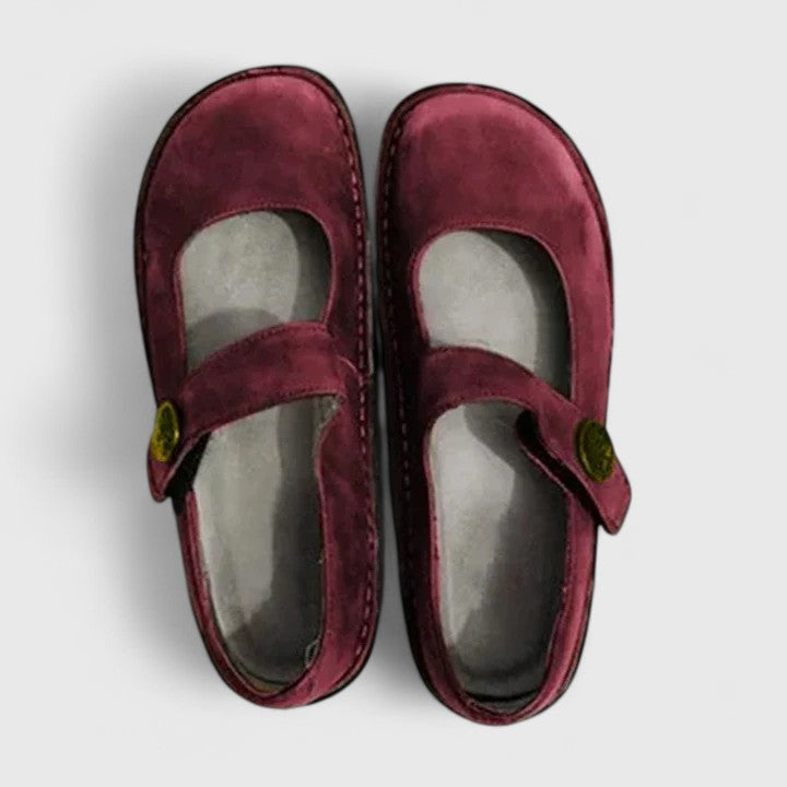 Square Toe Buckle Strap Mary Jane Flats