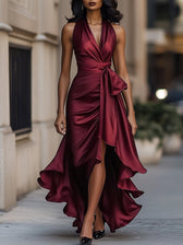 Floral Print Collared Long Sleeve Wrap Midi Dress 6
