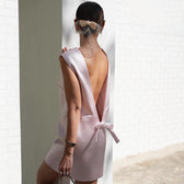 Whimsy Bow Backless Satin Mini Dress 5