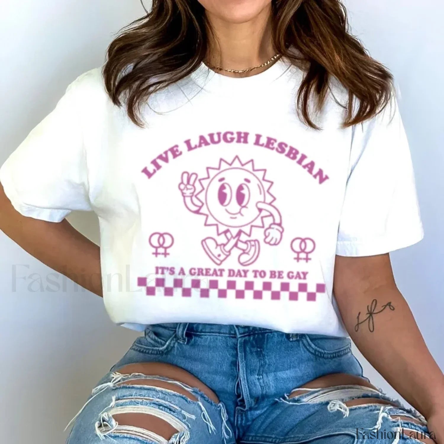Live Laugh Lesbian Funny Meme Pride T-Shirt