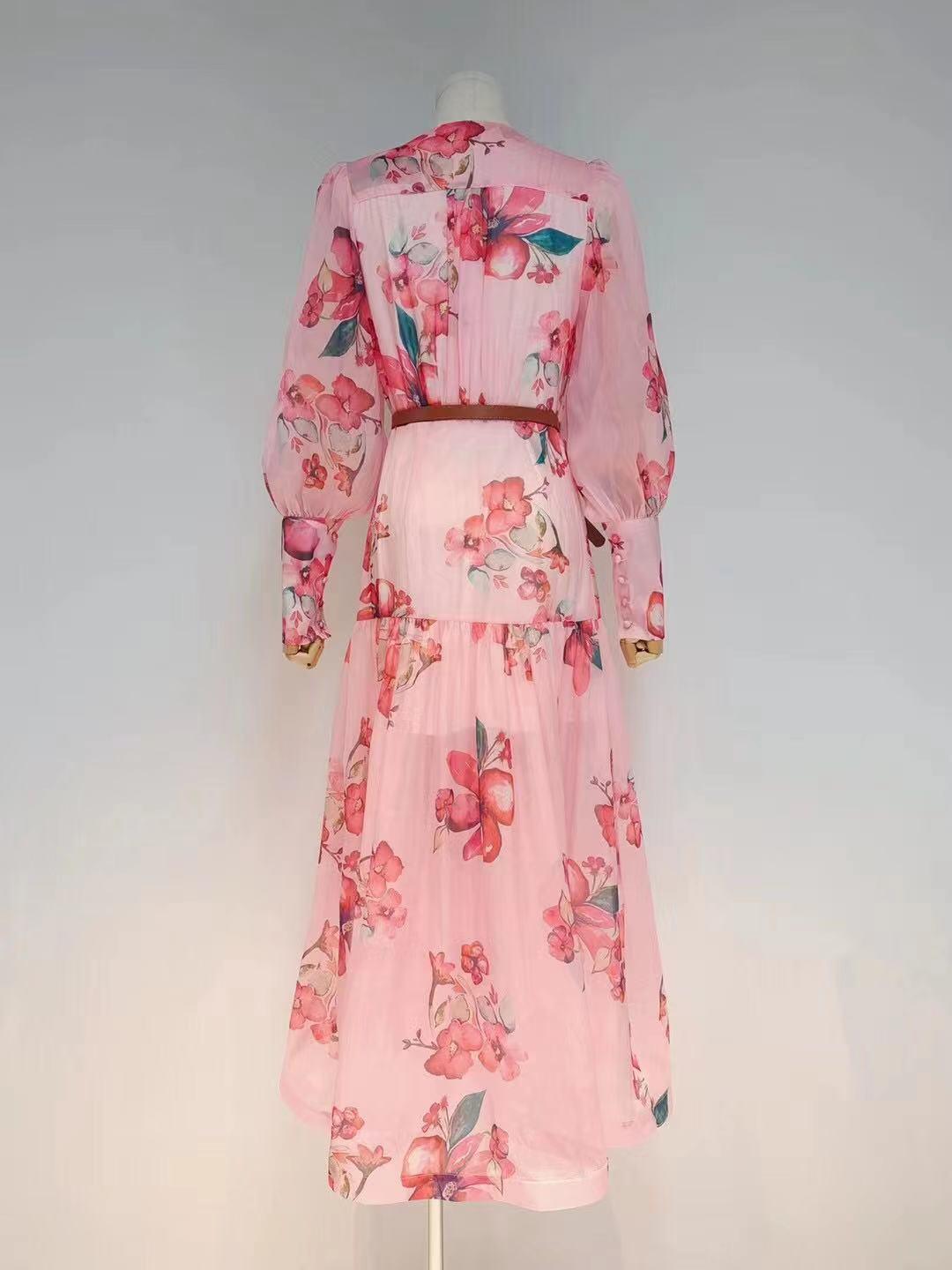 Lona Button Down Floral Chiffon Dress