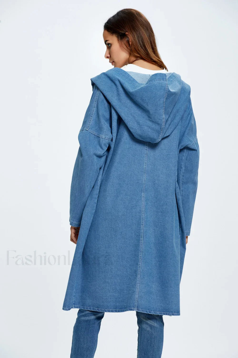 Long Hooded Denim Coat