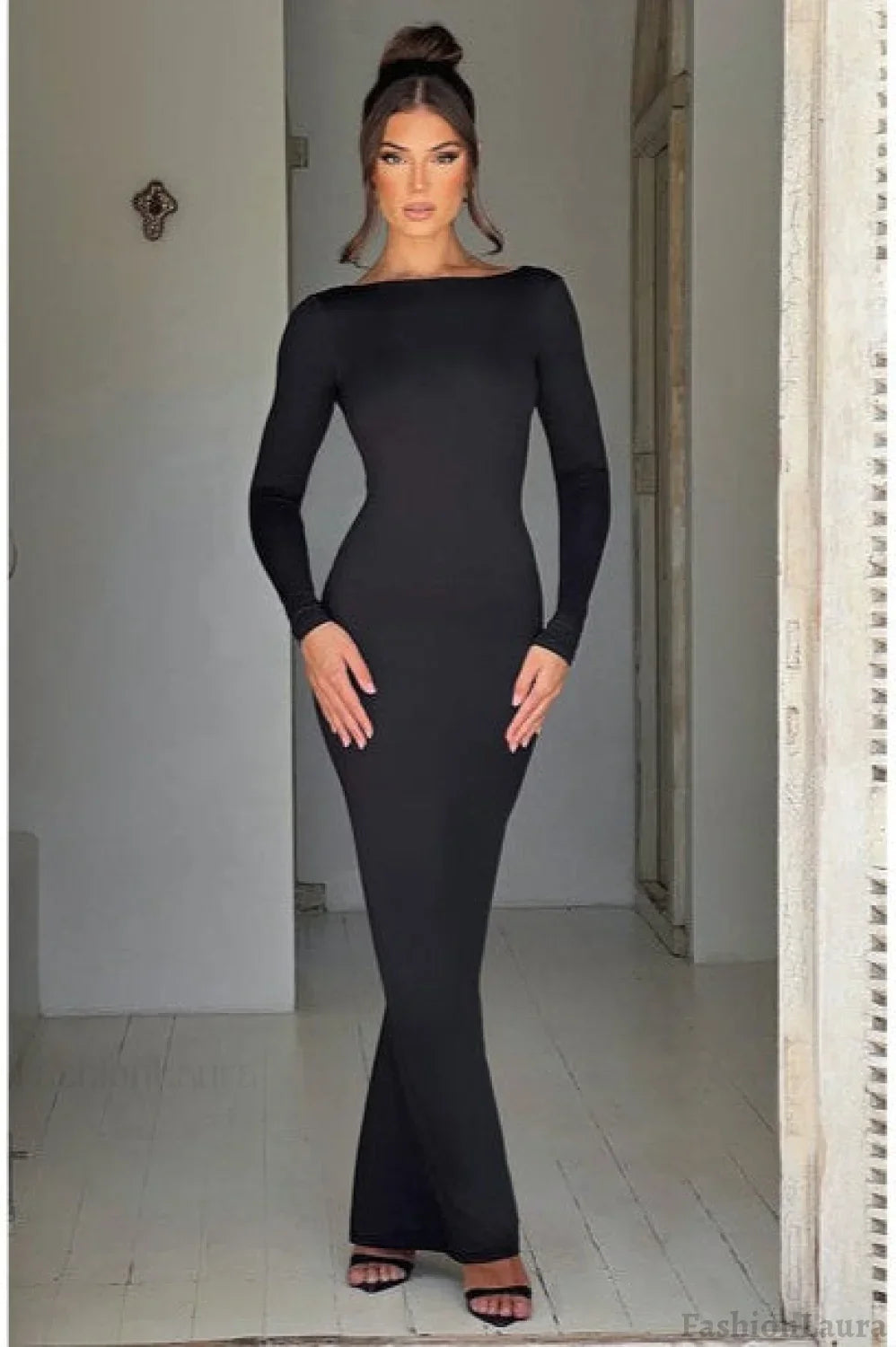 Long Sleeve Backless Bodycon Formal Dress