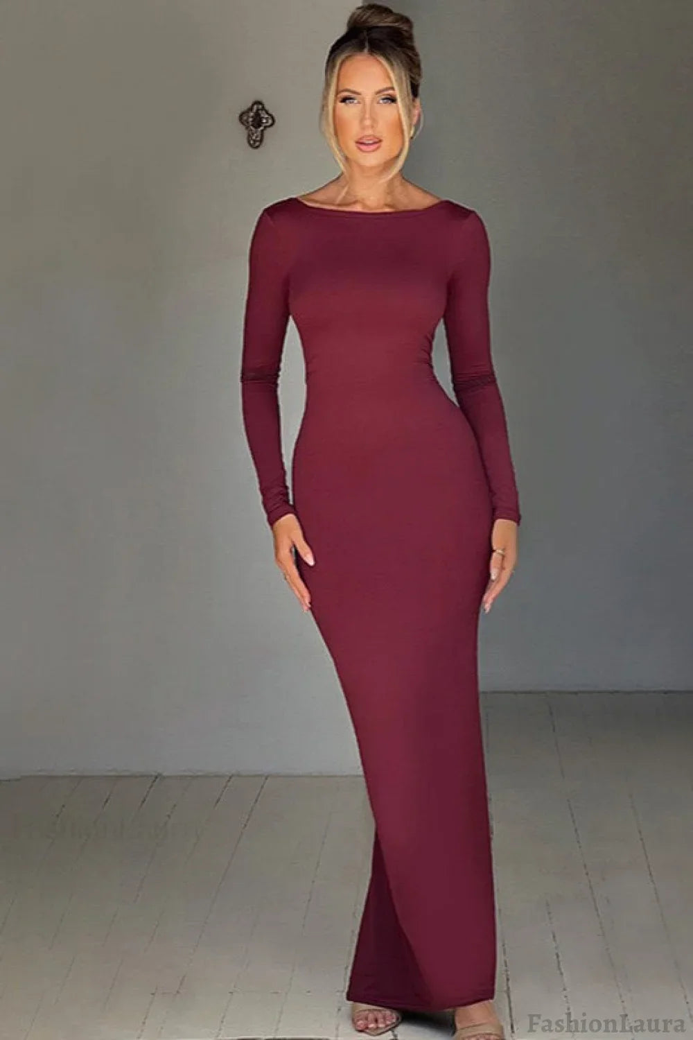 Long Sleeve Backless Bodycon Formal Dress