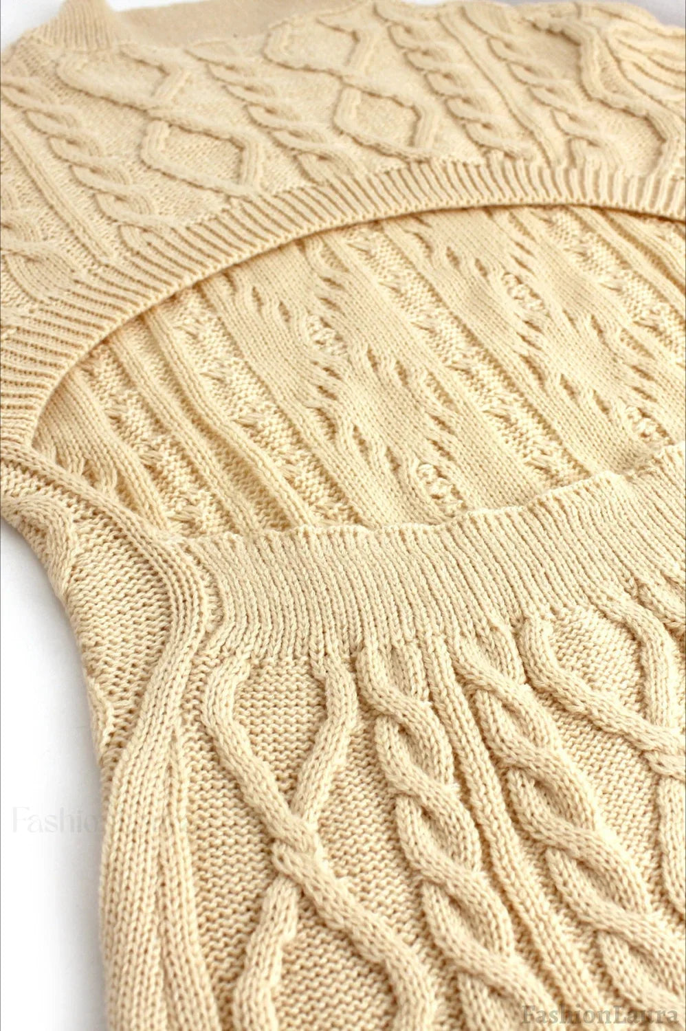 Long Sleeve Cable Knit Backless Sweater Dress