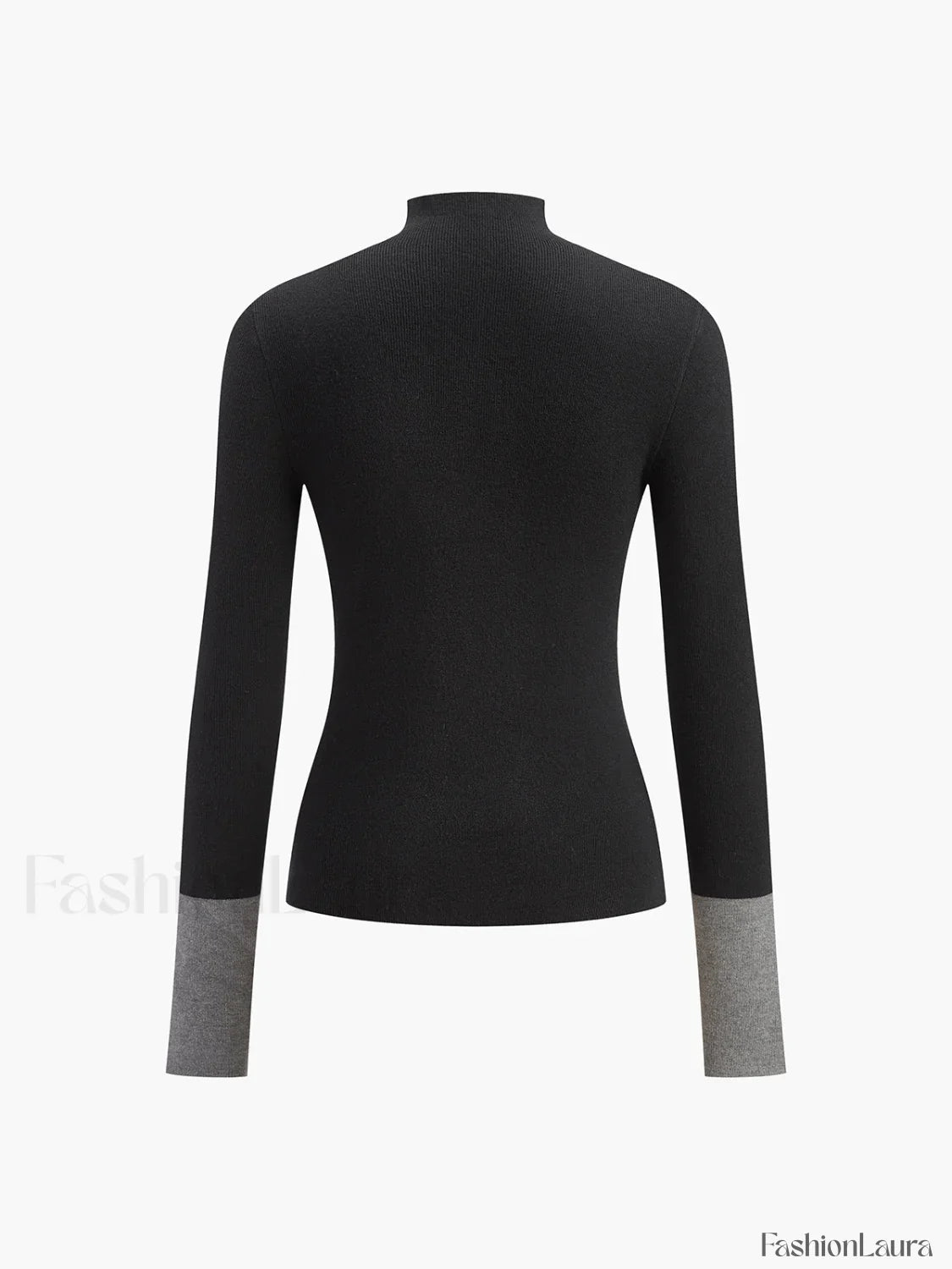 Long Sleeve Contrast Cuff Knit Top