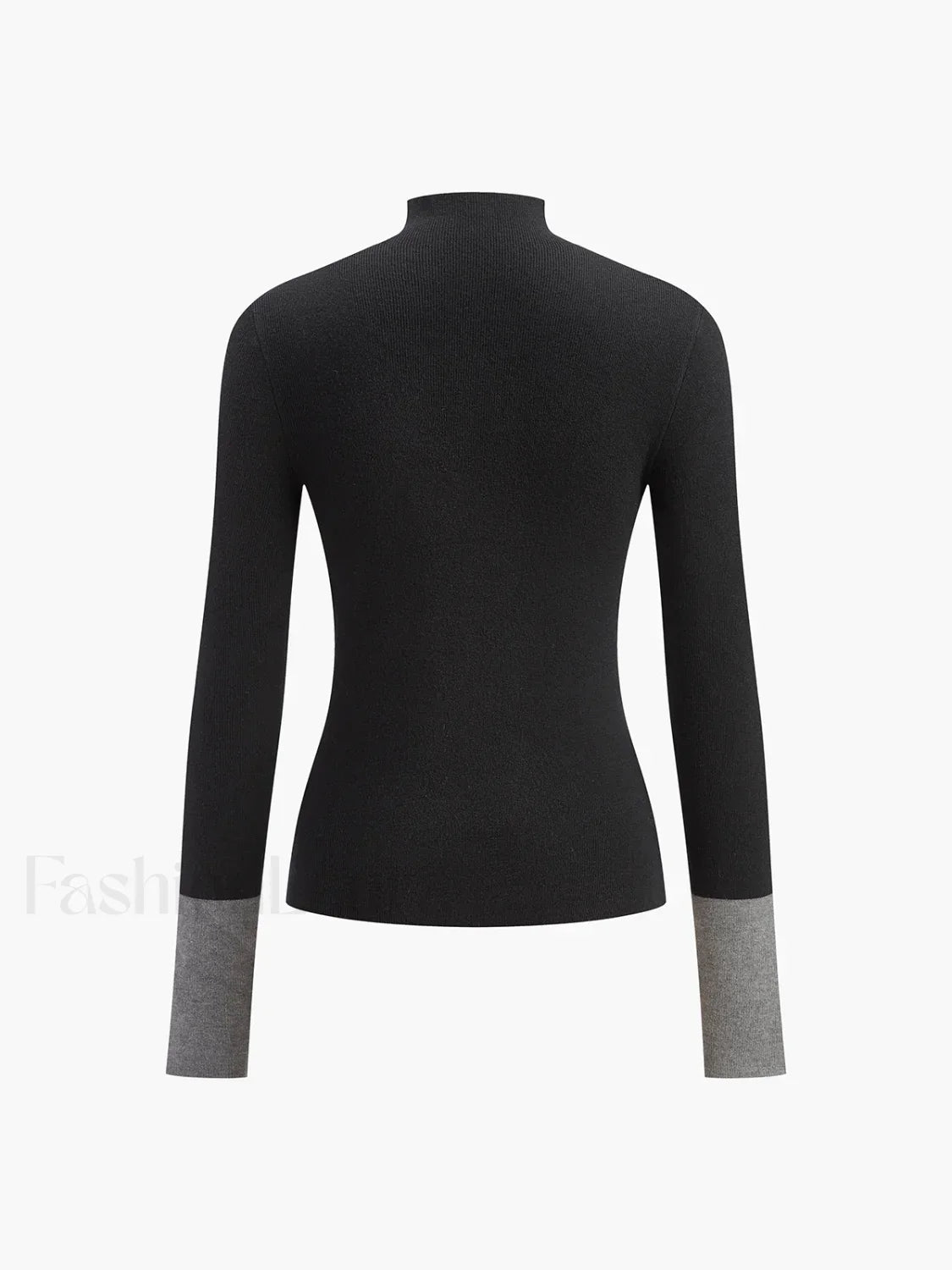 Long Sleeve Contrast Cuff Knit Top