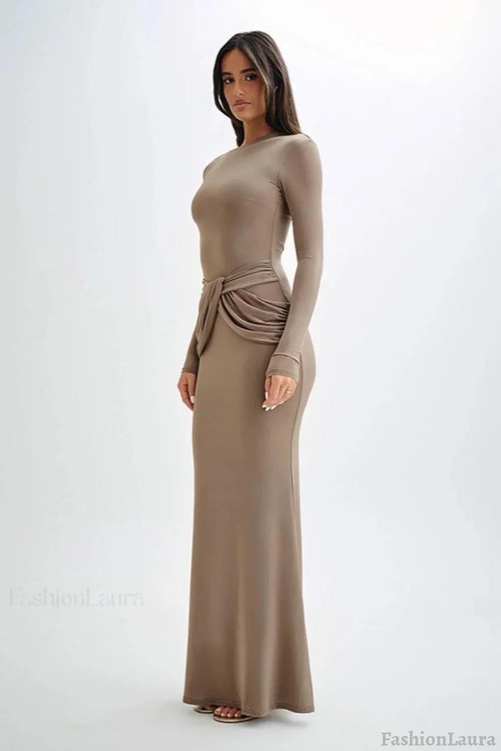 Long Sleeve Crew Neck Maxi Dress