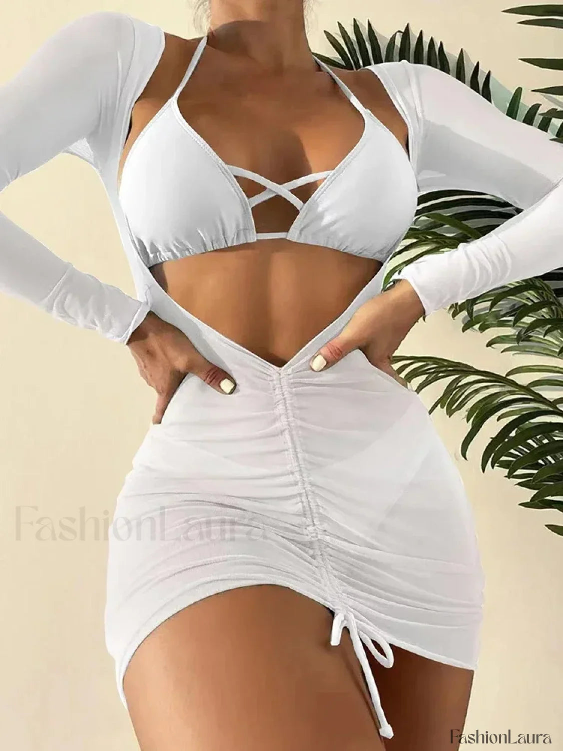 Long Sleeve Drawstring Three Piece Set