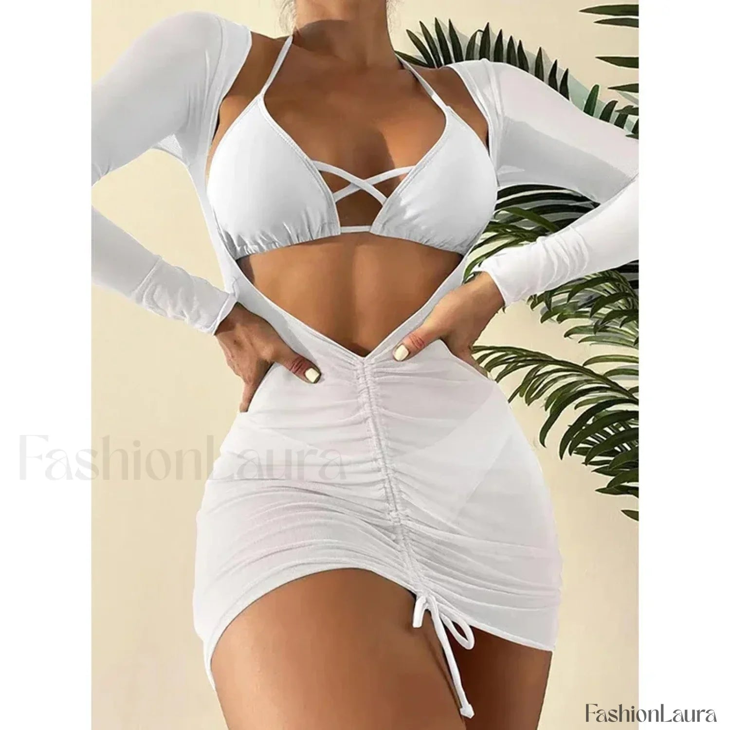 Long Sleeve Drawstring Three Piece Set