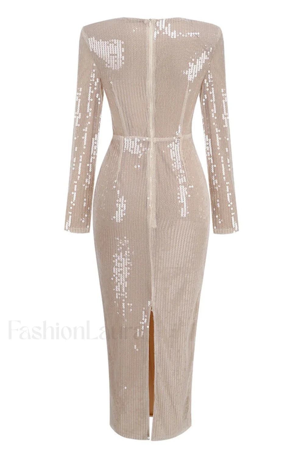 Long Sleeve Flower Charming Sequin Midi Dress