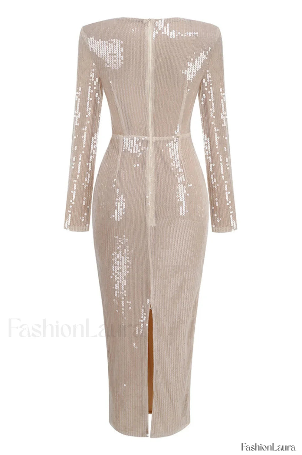 Long Sleeve Flower Charming Sequin Midi Dress