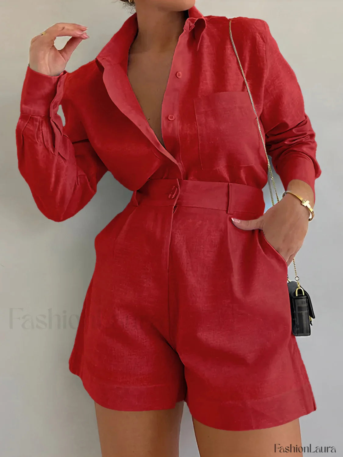 Long Sleeve Loose Shorts Set