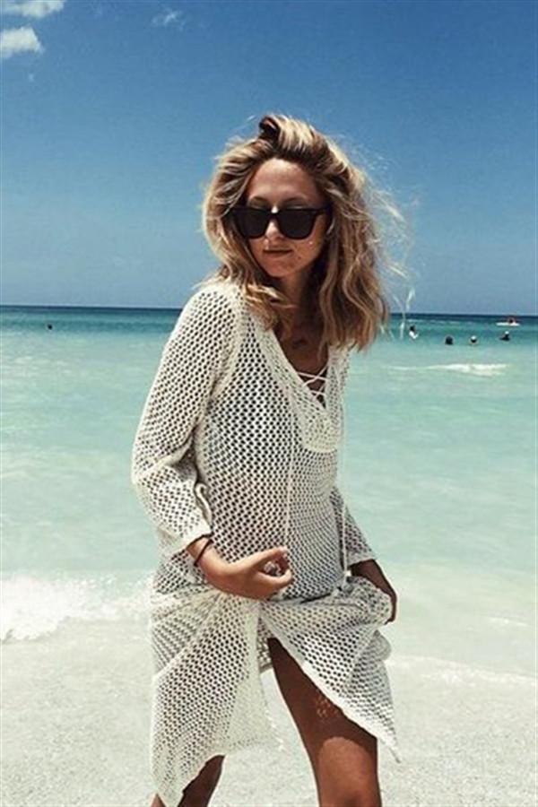 Long Sleeve Stitching Knitted Blouse