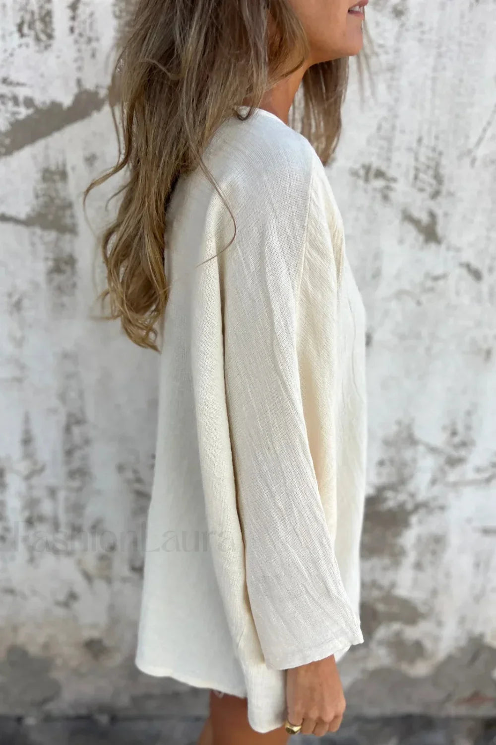 Loose Fit V Neck Long Sleeve Cardigan