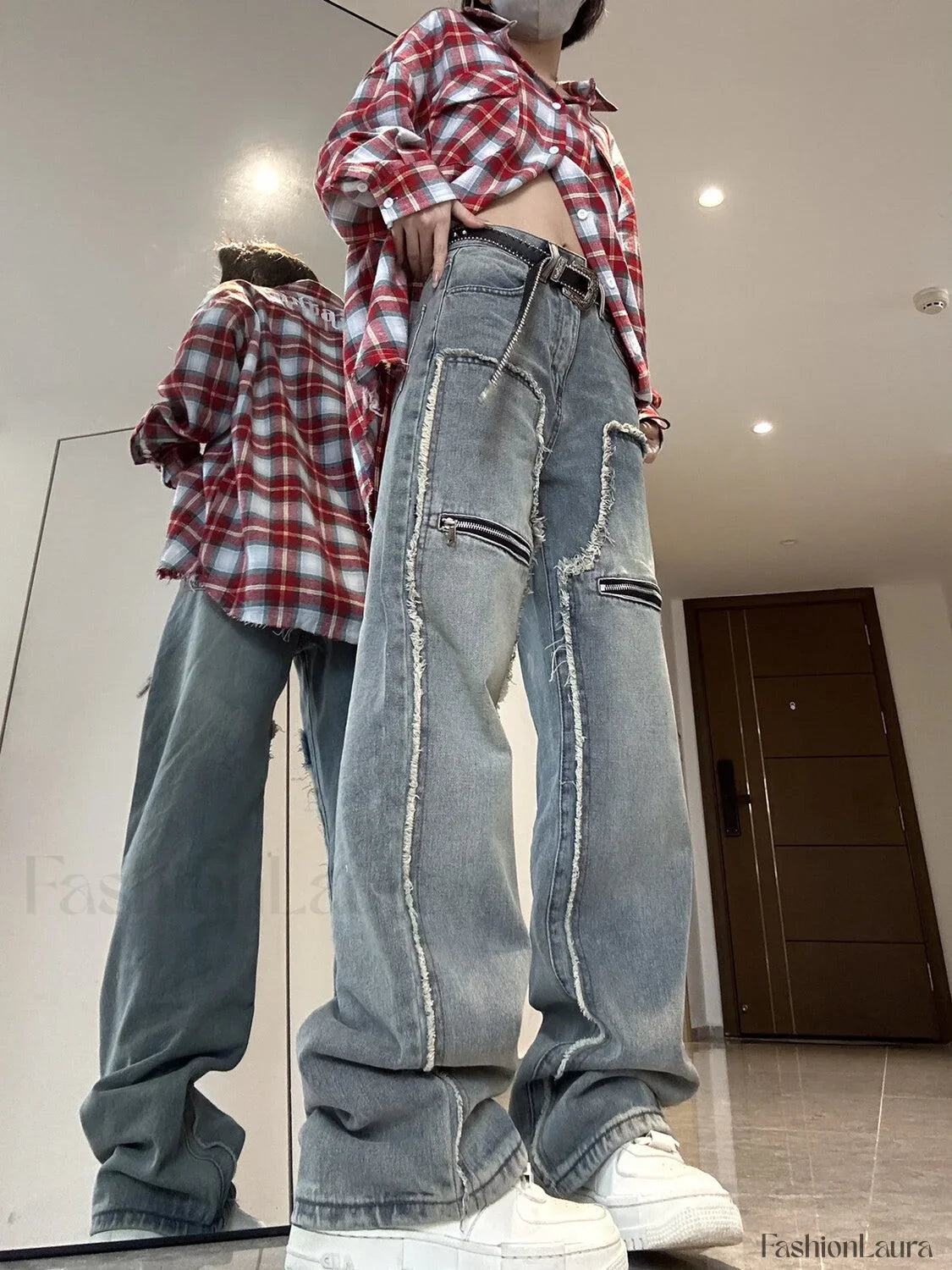 Loose Straight Leg Slender Modern Raw Edge Casual Boyfriend Jeans