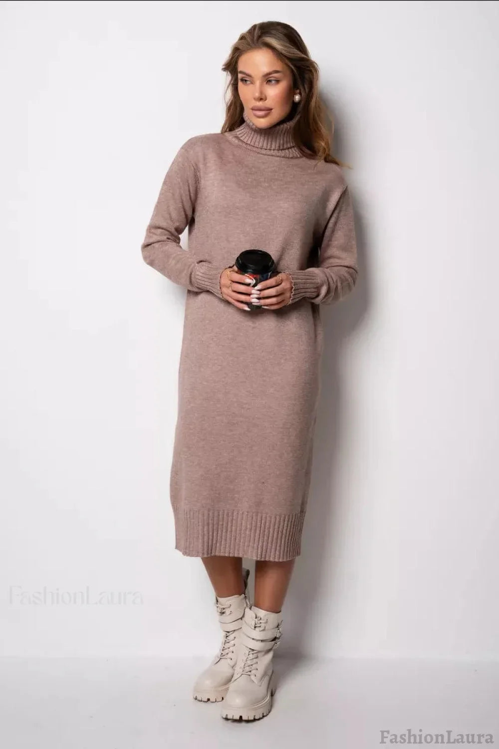 Loose Turtleneck Sweater Dress