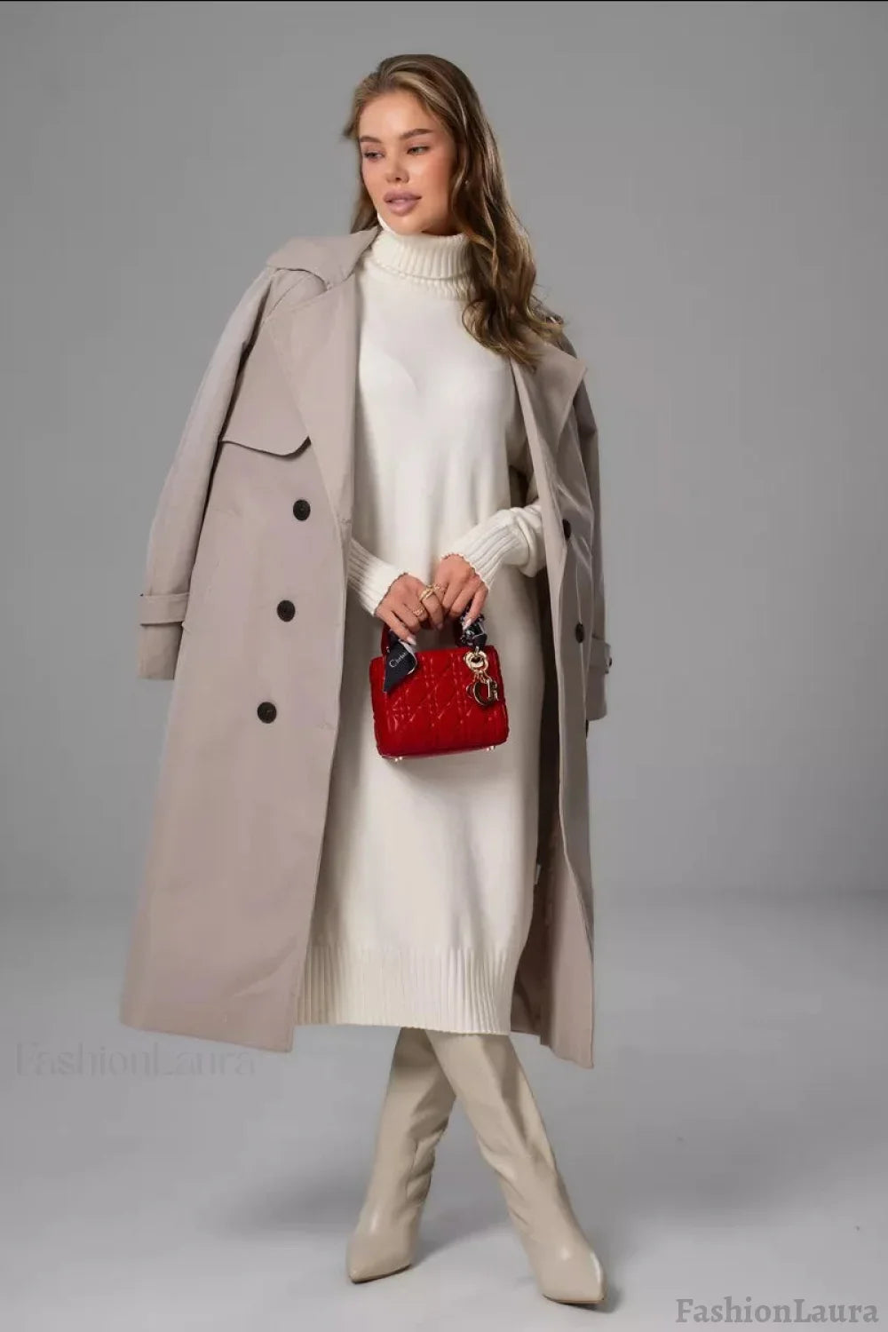 Loose Turtleneck Sweater Dress