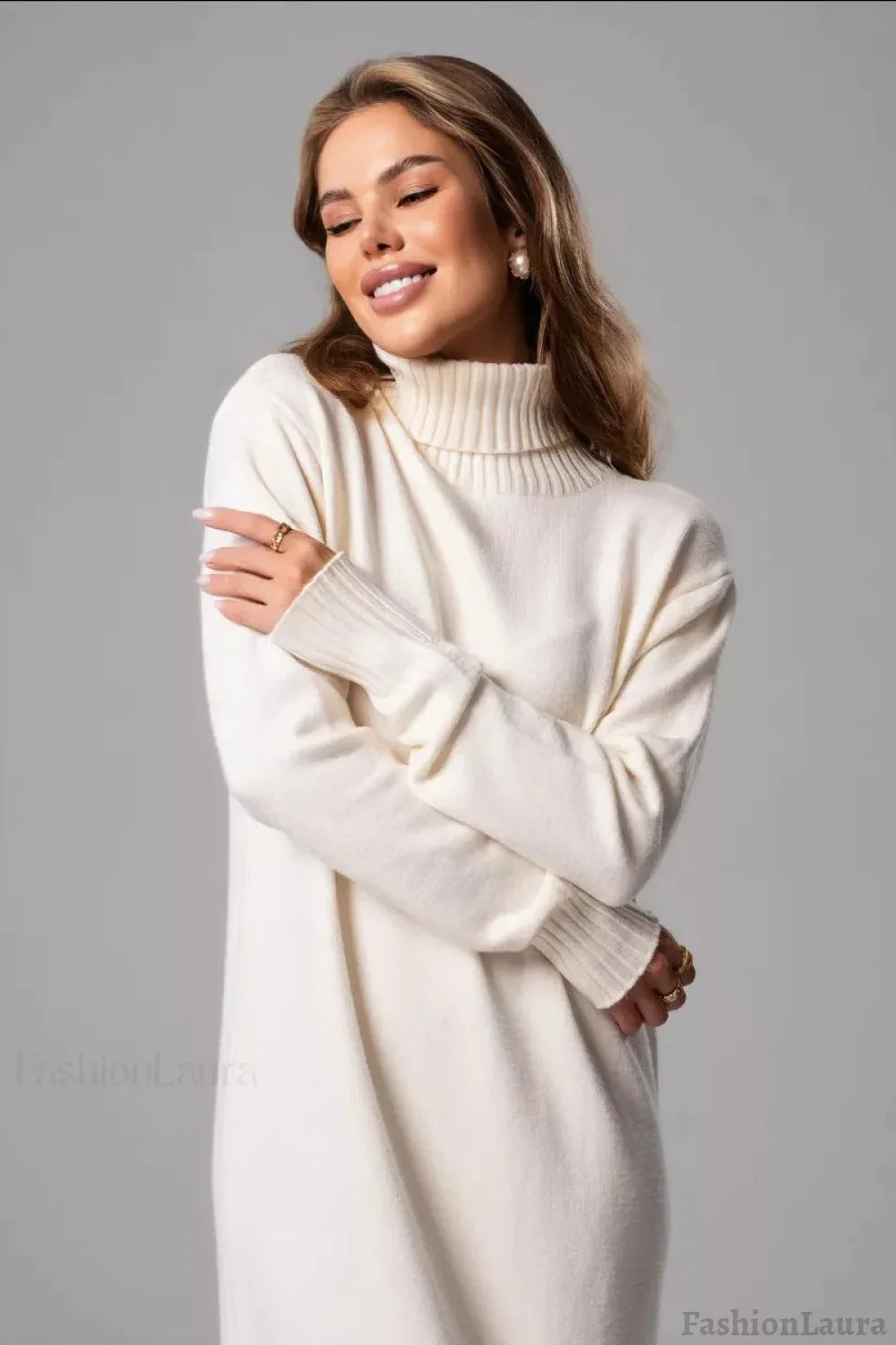Loose Turtleneck Sweater Dress