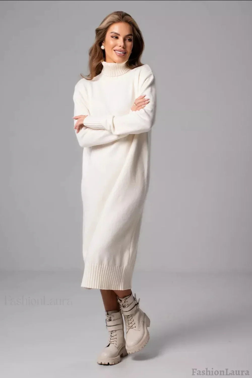 Loose Turtleneck Sweater Dress