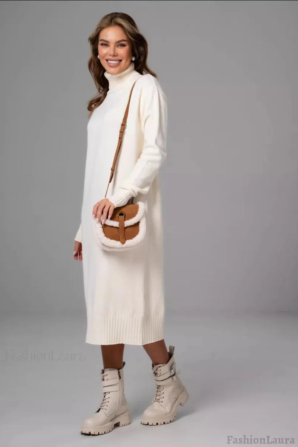 Loose Turtleneck Sweater Dress