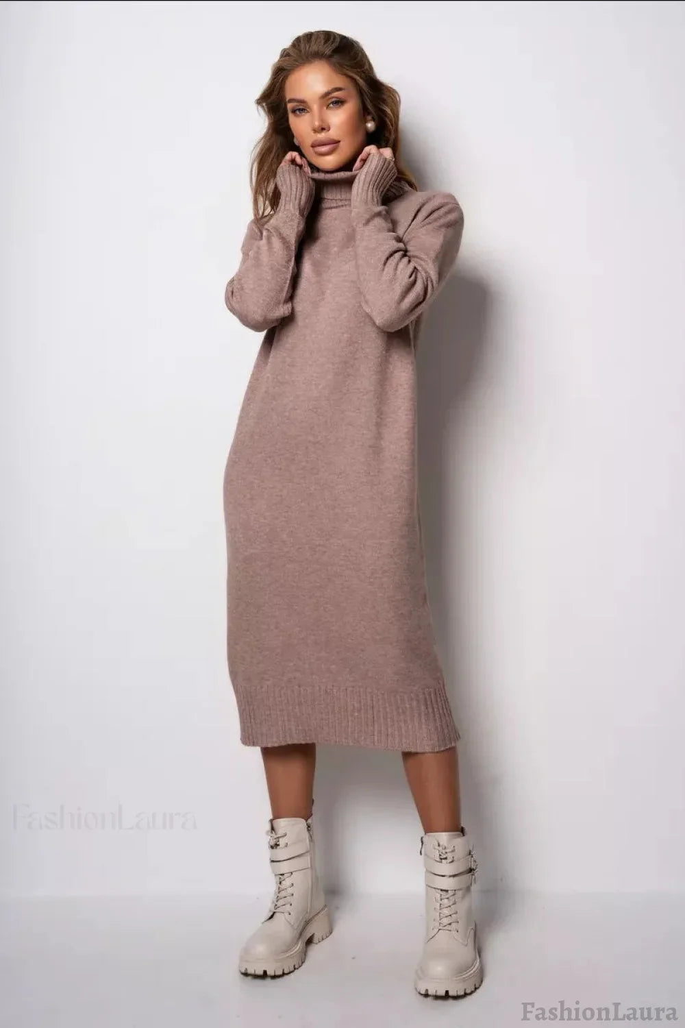 Loose Turtleneck Sweater Dress