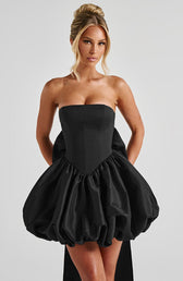 Strapless Corset Bow Bubble Hem Mini Dress 5