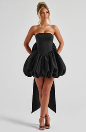 Strapless Corset Bow Bubble Hem Mini Dress